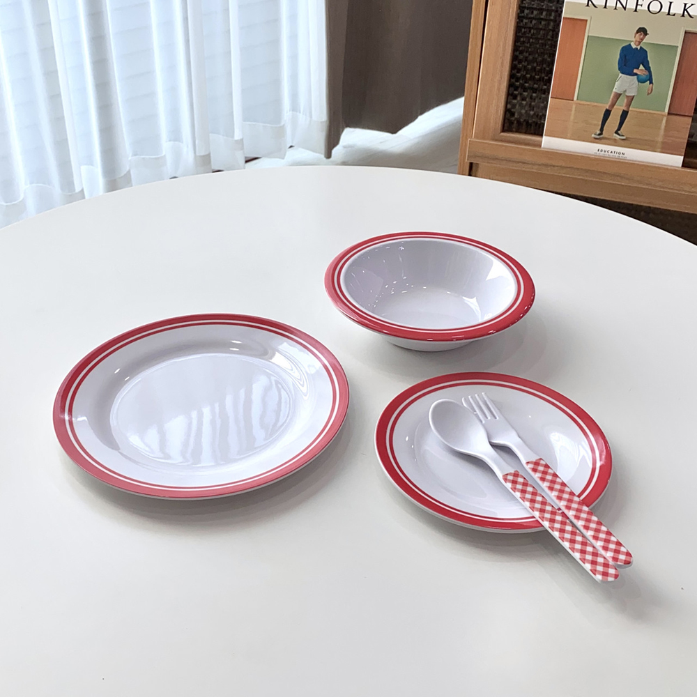 [캠핑 어린이용 멜라민] 유아용 애기용 깨지지 않는 휴대용 그릇 접시 캠핑그릇 수저세트