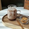 [내열유리 우유컵] 예쁜 홈카페 홈브런치 유리 머그컵 아메리카노 라떼