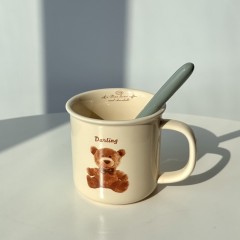 [테디베어 머그컵] 곰돌이 달링베어 커피 홈카페 홈브런치 도자기컵 자취생